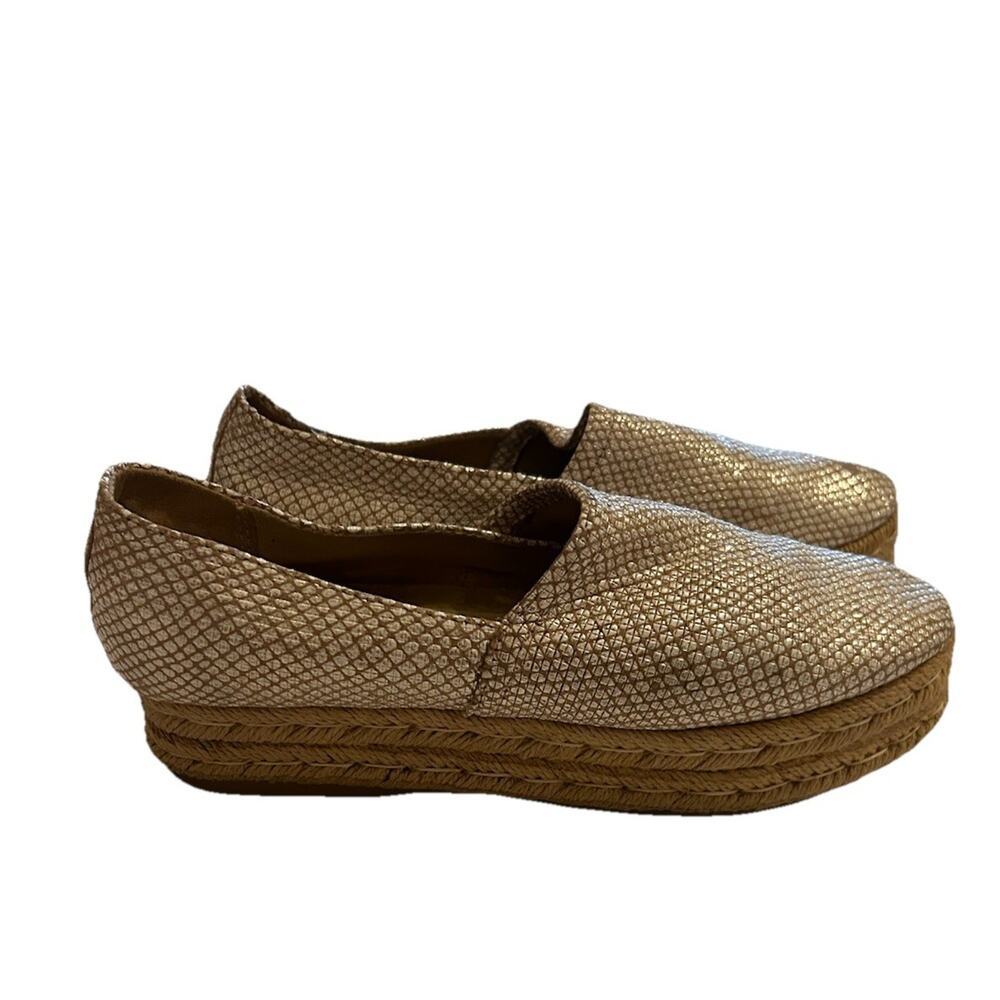 Naturalizer Thea 3 Leather Espadrille Comfort Slip On Shoe Beige Shimmer 8.5 M